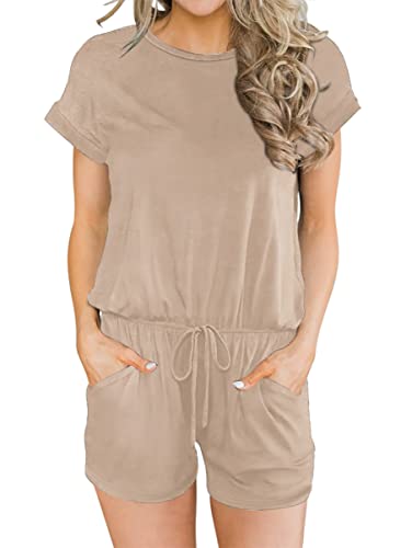 ANRABESS Women's Summer Crewneck Casual Loose Short Sleeve One Piece Jumpsuit Rompers Outfits with Pockets