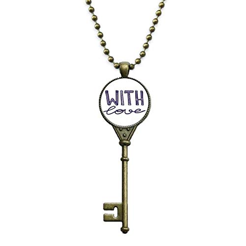 DIYthinker with Love Cute Quote Handwrite Key Necklace Pendant Tray Embellished Chain