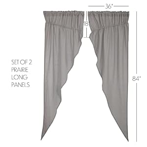 VHC Brands Burlap Dove Grey Farmhouse Curtains Prairie Long Panel Set of 2 84x36x18 VHC Brands Burlap Dove Grey Farmhouse Curtains Prairie Long Panel Set of 2 84x36x18