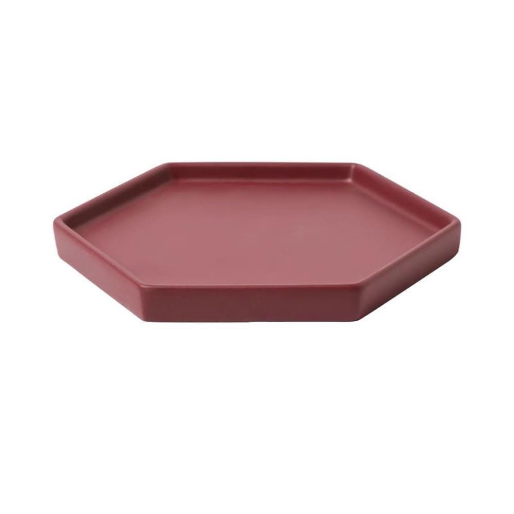 podstawka pod doniczkę do roślin, ceramiczna tacka ociekowa, sześciokątna podstawka pod doniczkę do wewnątrz i na zewnątrz, wielokolorowa (czerwony S)