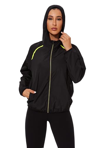 NINGMI Black Waterproof Hooded Raincoat for Women, Large - Image 5