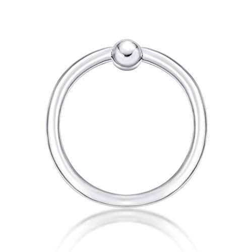 14 Gauge Captive Bead Hoop Nose Ring For Women In 14K White Gold Body Piercing Eyebrow Cartilage Tragus 1/2 Inches By Lavari Jewelers #TOP1