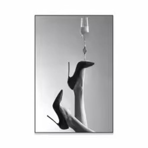 Tableau talons hauts encadré 40x60cm prêt à suspendre pour bar