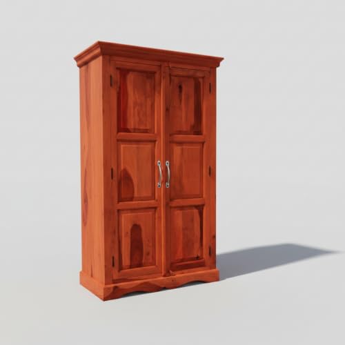 Image of APRODZ Mojo Sheesham Wood Two Door Wardrobe (Sheesham Wood - Honey)