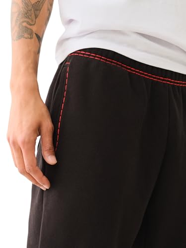 True Religion Men's Super T Joggers - Jet Black | Regular Fit Sweatpants with Contrast Stitching3