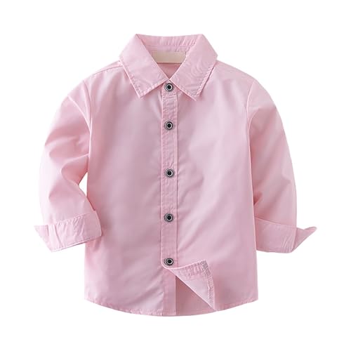 Boys Button-Down Long Sleeve Shirts Cotton Soft Plain Collar Shirts for Kids Toddler Formal Fall Children Place Boys