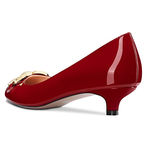 HEUIVZAR Womens Pumps Round Toe Kitten Low Heel Slip On Patent Dress Shoes Vacation Cute Shopping 1.5 Inch3
