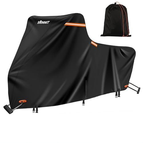 Heavy Duty Cover for Motorcycle with Nano Material,SRIMMIT 420D Motorcycle Cover Waterproof Outdoor Storage,Funda para Moto with Lock Holes,Air Vents,5 Reflective Strips(3XL)