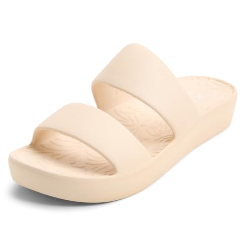 Roxy Women's Free Spirit EVA Double Band Slide Sandal, Cream, 10