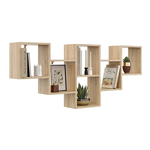 KUBUTKU Étagère Murale décorative à 6 étages, 160 x 66 x 18 cm, Design scandinave, Moderne, pour Salon, Cuisine, Bureau, Chambre à Coucher, Salle de...