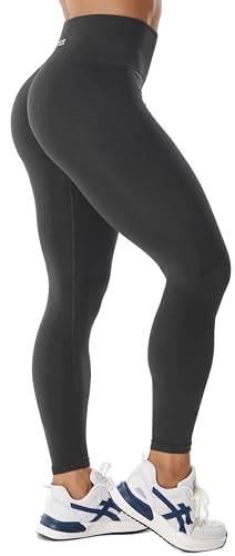 JOYSPELS Women's Butt Lift Leggings - Seamless Scrunch Bums Leggings Gym Leggings, High Waisted Yoga Running Sports Workout Leggings for Women - DarkShadow Grey - S