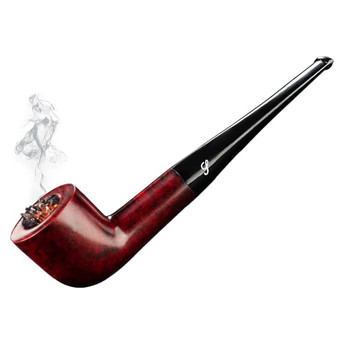 SPIPER Briar Wood Tobacco Pipe Handmade Zulu Style Pipe with 9mm Filter Smooth Stem Premium Pipe for Men with Gift Box(RED)