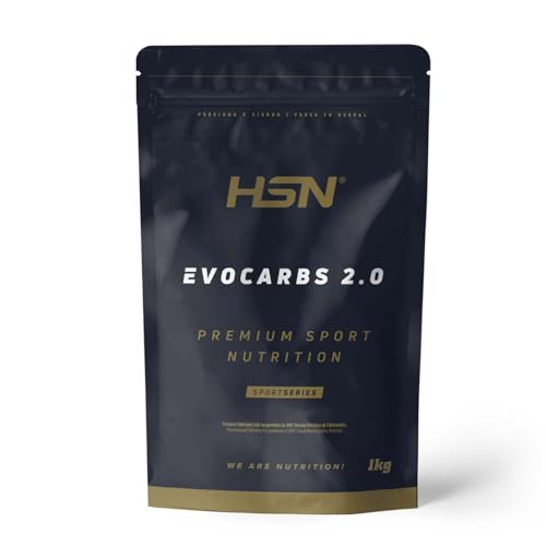 HSN Carbohidratos (Maltodextrina Dextrosa Fructosa) y Sales Minerales Evocarbs 2.0 | Fresa 1Kg | Bebida Isotónica en Polvo con Electrolitos | No Incluye Dosificador | Vegano, Sin Gluten