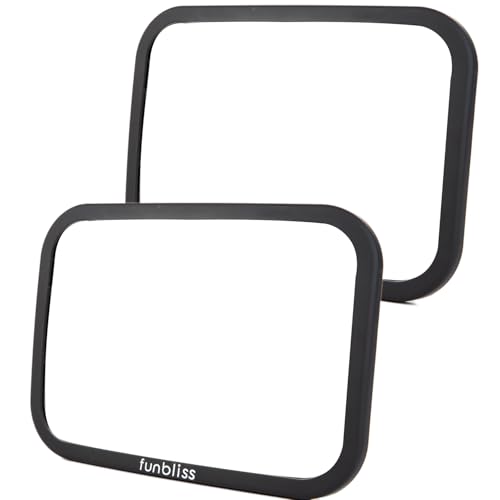 Image of Funbliss Rear Facing Car Seat Mirrors - Shake-proof & Shatterproof Baby Car Mirror for Backseat - Clear Wide View, Easy Install, 2 Pack for Multiple Kids
