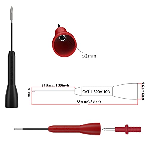 Image of 6Pcs 2mm to 1mm Test Probes Pins, Insulation Piercing Needle Pin Non Destructive Multimeter Test Probe 600V 10A for tl71 tl75 Multimeter