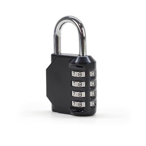Cadenas à Code pour Casier, Armoire, Coffre, Porte Atelier, Abri de jardin - Combinaison Code 4 chiffres, Sécurité renforcée, Cadenas en Acier trempé et alliage de zinc, Noir