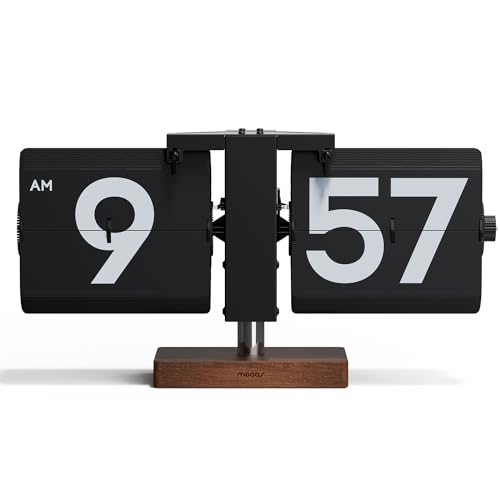 Classic Modern Wood Big Flip Clock (Black)