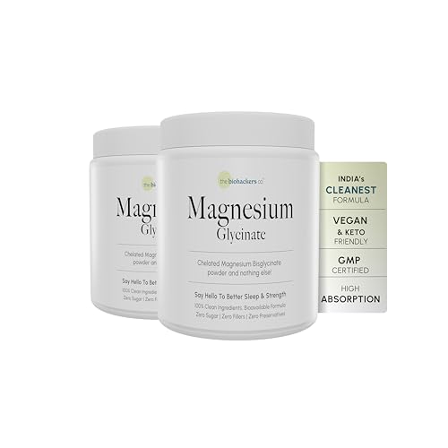 Image of The Biohackers Co. 100% Clean - Magnesium Glycinate | Bioavailable Magnesium Supplement | Supports Muscle Recovery, Relaxation, Sleep, Heart & Bone Health | Pack of (2) | 60 Days Stack