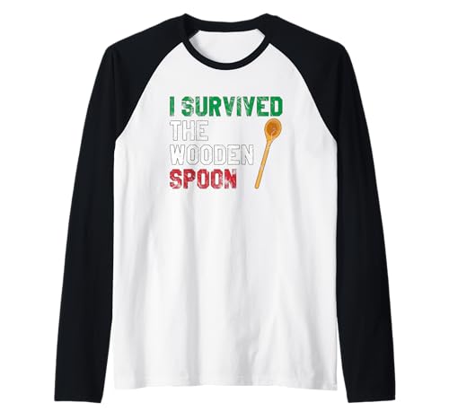 I Survived The Wooden Spoon - Funny Italian Gift Manche Raglan