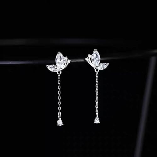 SLUYNZ 925 Sterling Silver CZ Butterfly Dangle Earrings Droplet Chain for Women Teen Girls Pretty Butterfly Drop Earrings Tassel4