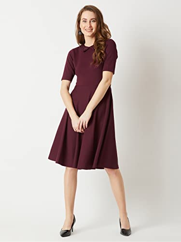 Image of Miss Chase Women's Round Neck Sleeveless Polyester Ruffled Knee- Length Dress