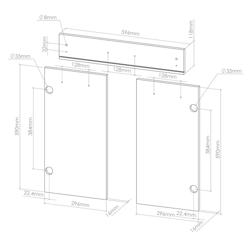 Vicco Frontale Cucina Antracite Lucido 59.2 X 70.8 Cm Frontale Del Mobile Per Mobile Base Con Cassetti - 3