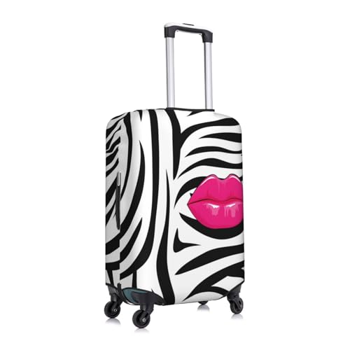 Spandex Travel Luggage Cover Suitcase Protector Bag,Abstract Zebra Hot Pink Lips Anti-Scratch Fits 18-32 Inch Luggage, Baggage Covers For Kid And Adult,X-Large3