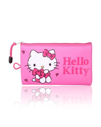 Hello Kitty Makeup Bag Official License, Pink Neoprene Zip Pouch for Travel, Cute Pencil Pouch and Pencil Bag