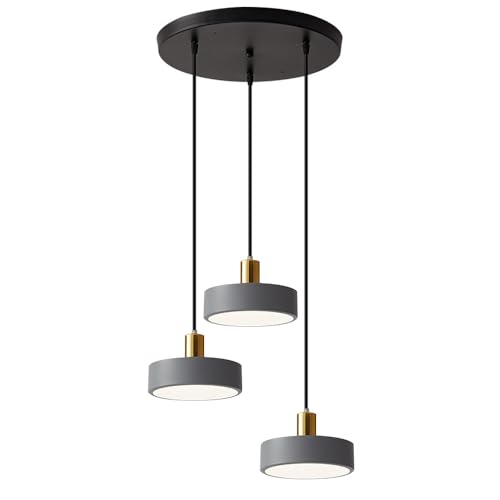 Mengjay LED Pendelleuchte,Pendelleuchte Esstisch Hängelampe Höhenverstellbar,Moderne Nordisch Deckenlampe Pendellampe 3-Flammig Kronleuchter für Esszimmer, Wohnzimmer, Kücheninsel (Grau)