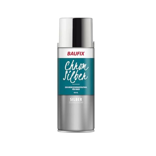 BAUFIX Metall-Effektlack Chromlack silber, seidenglänzend, 400 ml, trocknet schnell, Anwendung auf Oberflächen, wie z.B. Metall, Holz, Kunststoff, Glas und Stein