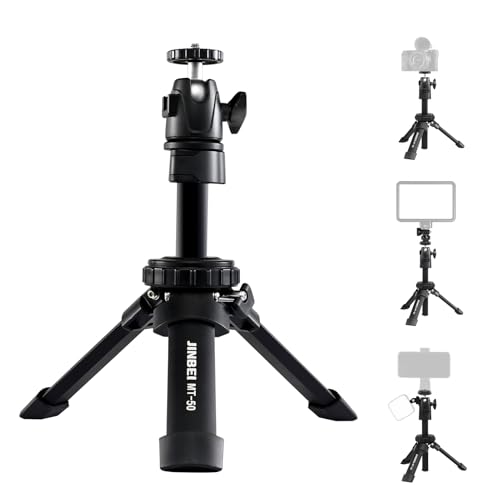 Jinbei Mini Tripod for LED Video Light with 1/4 Screw Mount, Small Vlogging Travel Tripod Adjustable Ball Head, Desk Tripod Stand for Webcam, Handheld Tripod for LED Video Light Digital Camera