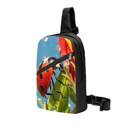 Funny Ladybug Print Men's and Women's Foldable Crossbody Bag,Sports Crossbody Bags,and Daily Chest Bags2