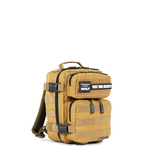 Image of WOLFpak 9L Mini Tactical Backpack for Men & Women | Compact, Small Everyday Carry Bag for Gym, School, Travel | Durable, Water-Resistant Daypack with Molle System and Patch Panel (Khaki)
