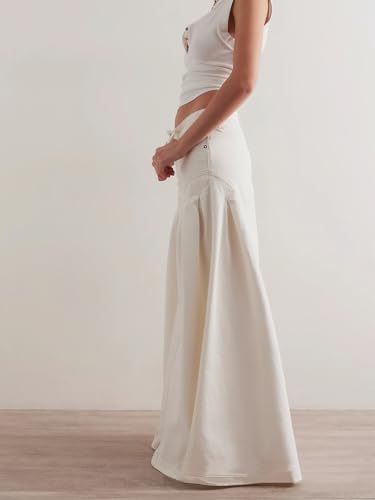 ebossy Wide Leg Barrel Jeans for Women High Waist Bell Bottom Distressed Casual Loose Washed Long Denim Pants3