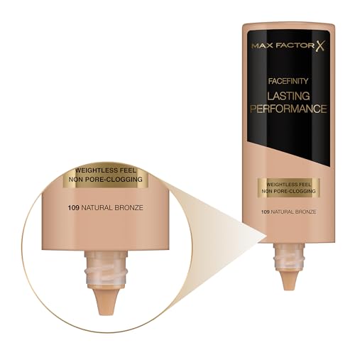 Max Factor Lasting Performance Foundation Natural Bronze 109 – Langanhaltendes Flüssig Make-Up – Für die perfekte, schwerelose Grundierung – 1 x 35 ml (1er Pack)
