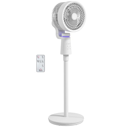 HOMCOM Ventilateur sur pied 40 W ventilateur circulateur d'air portable et léger, oscillation réglable à 70°+90°, télécommande, minuterie 7H, 3...