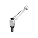 Kipp 06430-3083X30 Zinc/Steel Adjustable Handle with M8 External Thread, Classic Ball Style, Metric, Silver Metallic Powder-Coated Finish, Steel Components, Size 3, 30 mm Screw Length