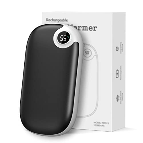 Xanland Hand Warmer Electric Rechargeable 10000mAh USB Hand Warmers with Double-Sided Heating & 3 Levels Temp Reusable Portable Pocket Heater Winter Warm Gifts for Hunting Golf Camping