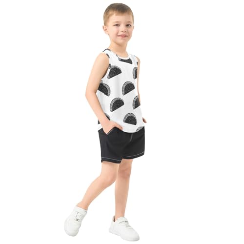 J JOYSAY Cartoon Taco White Boys Tank Top Sleeveless Muscle Shirts Quick Dry Sport Active Workout Kids T-Shirts 3-15T4