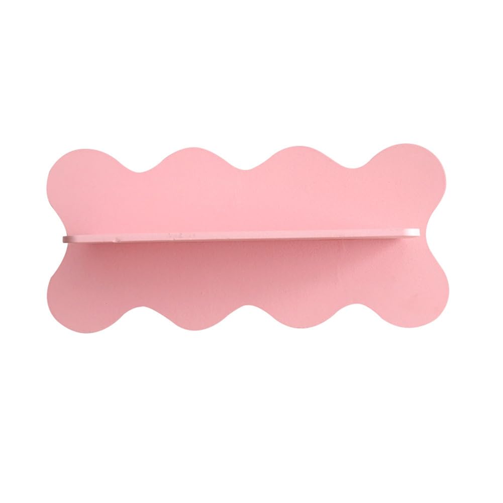 CTRLZS Wooden Wavy Storage Rack Wall Shelf Home Decoration Pink