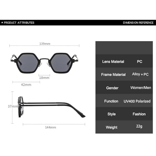 Lunettes de soleil rétro punk polygonales mixtes avec verres transparents UV400