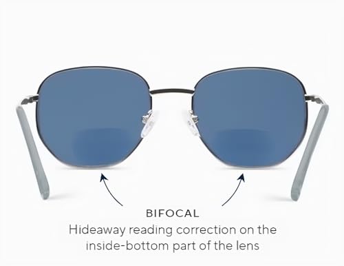 Image of Peepers by PeeperSpecs Positano Bifocal Sunglasses Aviator, Black, 1.50 + 1.5