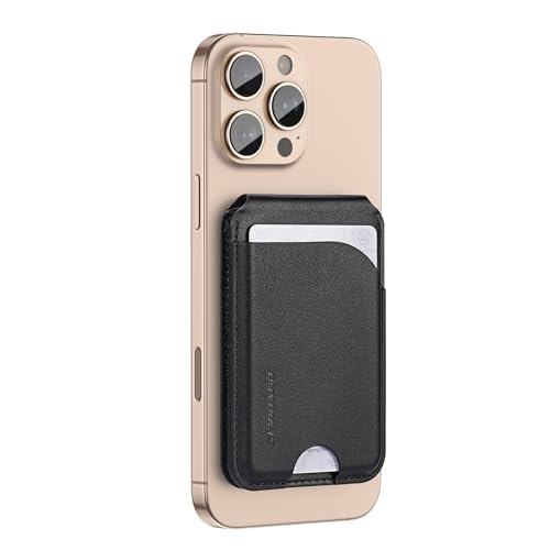 Porte-cartes magnétique MagSafe DUX DUCIS en cuir PU noir pour iPhone
