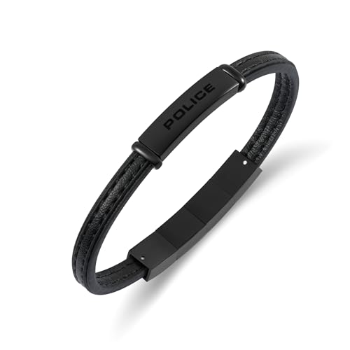 Image of POLICE Recall Men's Leather Bracelet Black