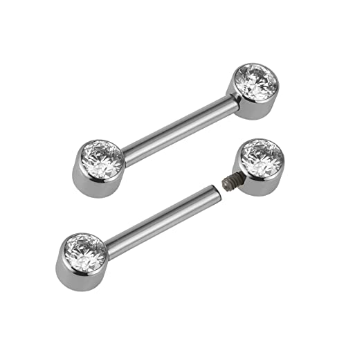 Fine4U Titanium Nipple Piercing Jewelry 14G 12Mm- Astm F136 Titanium Nipple Rings, Straight Barbell Hypoallergenic Internal Thread For Women & Men Nickel Free, Lead-Free #TOP18