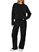 XIEERDUO Plus Size Sweat Suits for Womens 2 Piece Workout Sets Matching Sets Euro Vacation-Outfits Early Fall Fashion Airport Outfits Luxury Outfit Black Loungewear Set 2XL