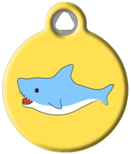 Dog Tag Art Sea Creatures Custom Pet ID Tag for Dogs and Cats, Personalized Dog Tag with Customized Identification, Shark Attack!, Large (1.25"