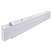 Stabila Zollstock Type 1407, 2 m, weiß, metrische Skala, Winkelfunktion, Meterstab aus PEFC-zertifiziertem Holz, Stahlblechgelenke mit integrieter Stahlfeder