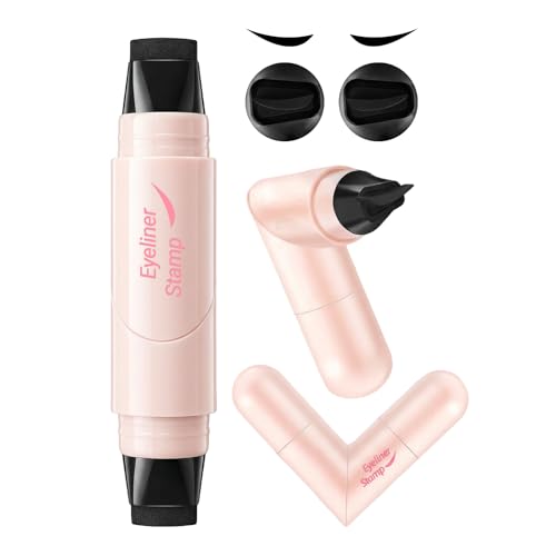 Erinde Sello Delineador de Ojos Negro, Eyeliner con Doble Punta Precisa, Puntas de Ala Simétricas Izquierda y Derecha, Rotación 90° Fácil de Aplicar, Simetría Perfecta y Regal Impactante #Negro
