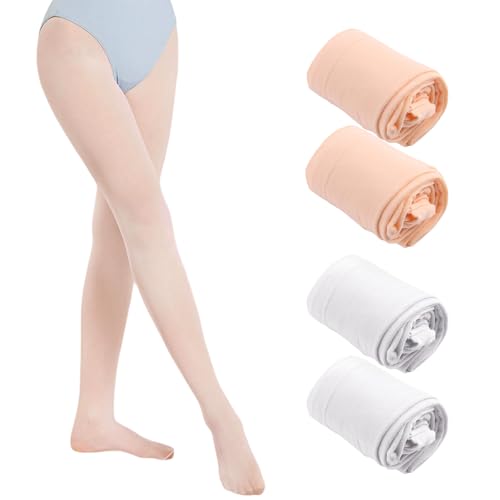 Xbessc 4 Paires Collant Danse Classique Fille 80 Den Unis Doux et Respirant, Collants de Ballet éLastiques à Porter au Quotidien de 5 à 9 Ans
